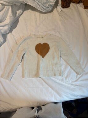 J. Crew Cream Sweater with Brown Heart